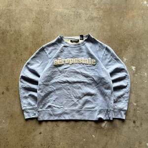 Vintage Aeropostale Embroidered Spell Out Crewneck Sweatshirt - Y2K Blue Size M